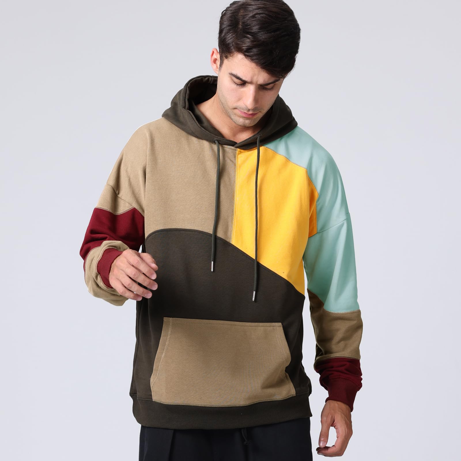 Felpa Uomo con Cappuccio Stampa di Lettere Hoodie Hip Hop a Maniche Lunghe Sweatshirt Pullover Uomo Autunno Inverno