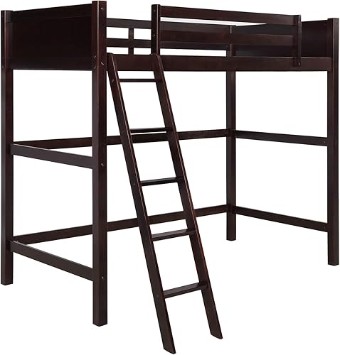 Miniatura 5 de Harper & Bright Designs Cama tipo loft de tamaño individual con escalera, marco de cama loft de madera para niños, adolescentes y adultos (expreso)