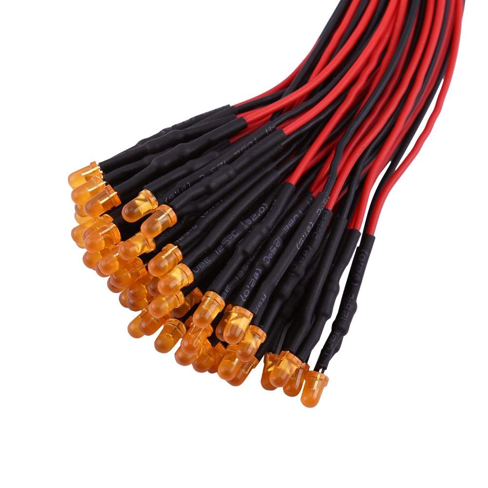 KIMISS 50pcs Pré-câblé DC12V Diodes LED Diffusées Multi