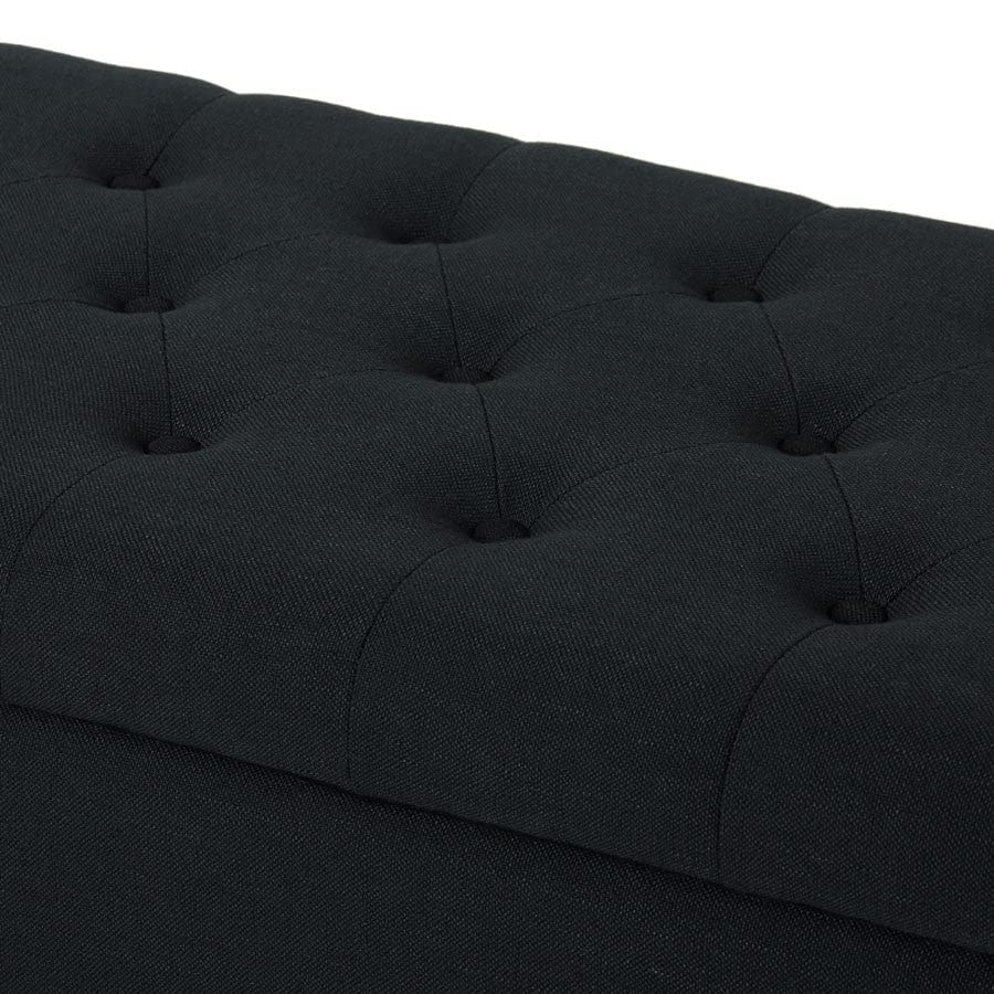 Image of MODERN WAVE Ashlee 50 inch Large Fabric Upholstered Flip Top Storage Bench 3 Seater Sofa Couch Pouffe Sofa Bench Ottoman for Living Room, Bedroom, Office. (Black)