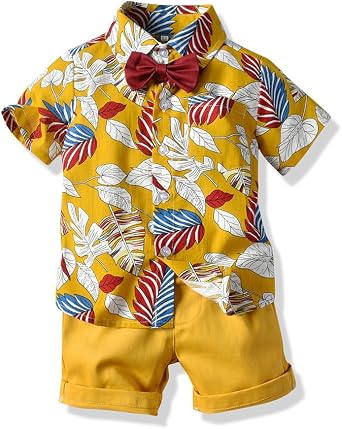 Boys Tropical Print Shirt Beach Pants Childrens Clothing Seaside Travel Childrens Set Baby Boys