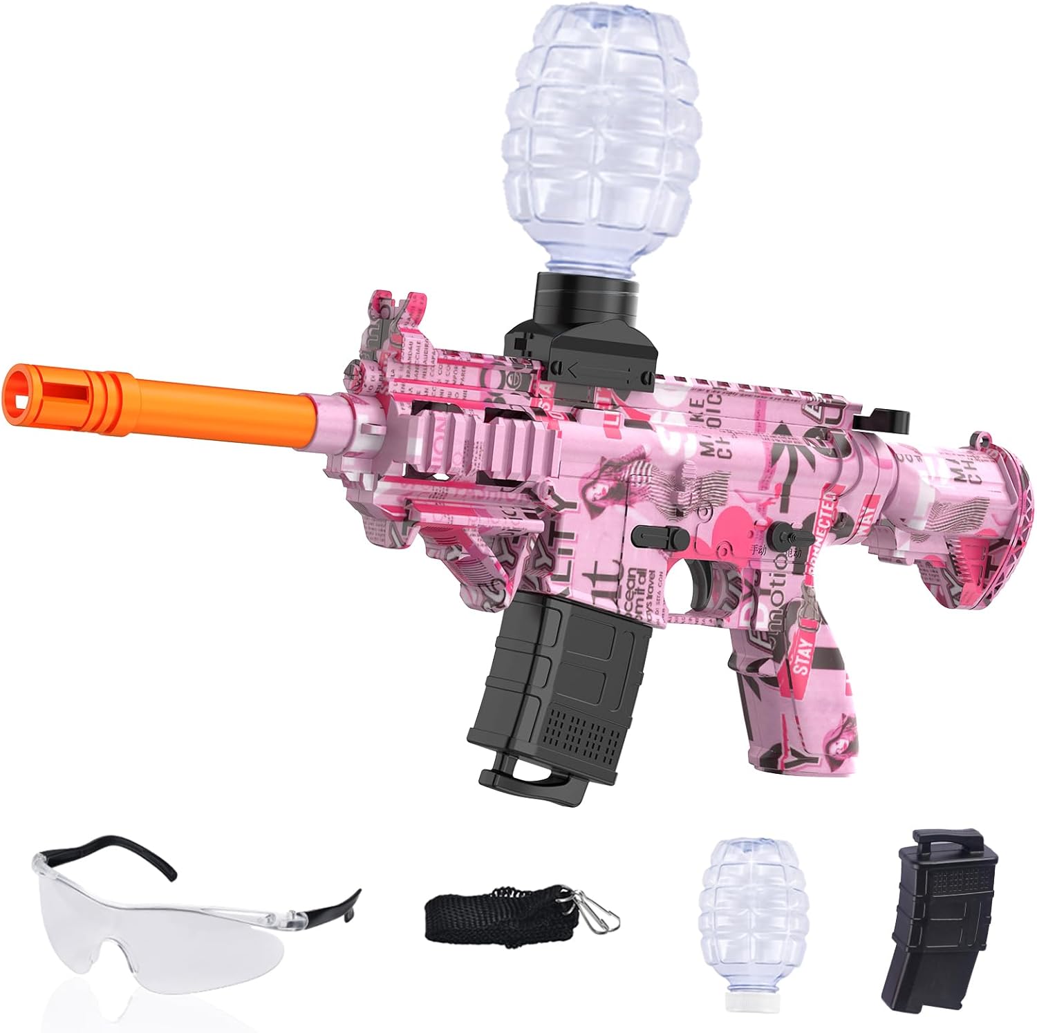 Electric Gel Ball Blaster Toys-Eco-Friendly Splatter Ball Blaster,Automatic Outdoor Games Toys for Activities Team Game（Pink）