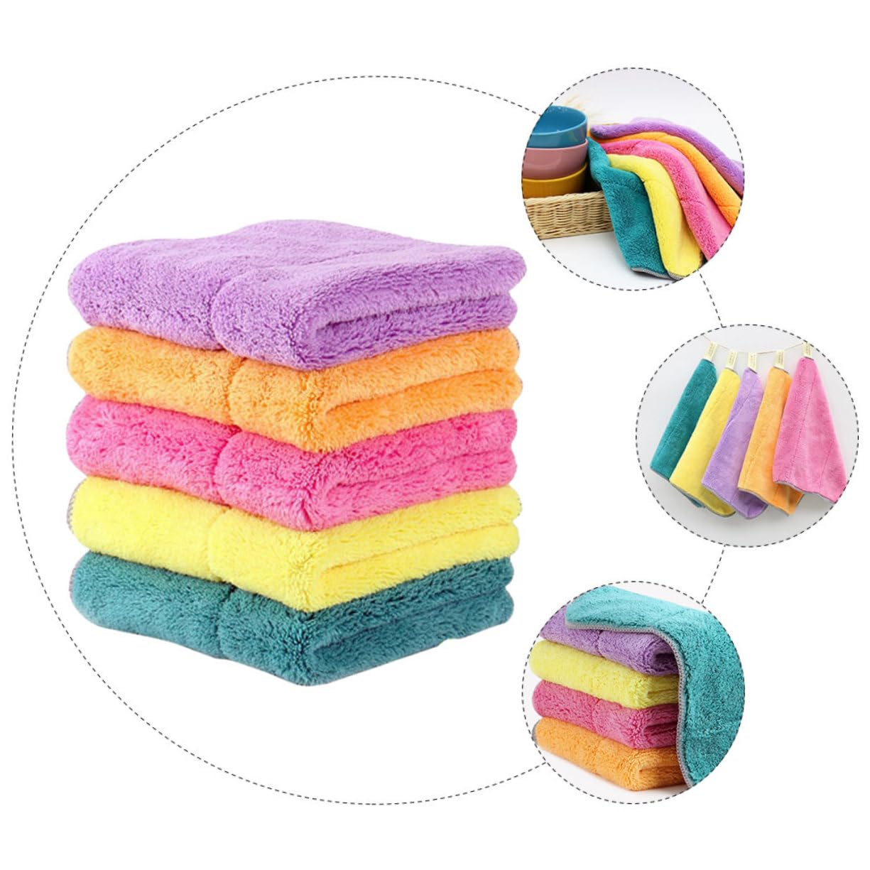 SHERCHPRY 2 Series Paquete De Paños De Cocina De Microfibra Doble Cara Absorbentes Y No Grasos Toallas De Limpieza para Platos Y Utensilios Colores para Cocinas Y Cristalería 5 Piezas X 2