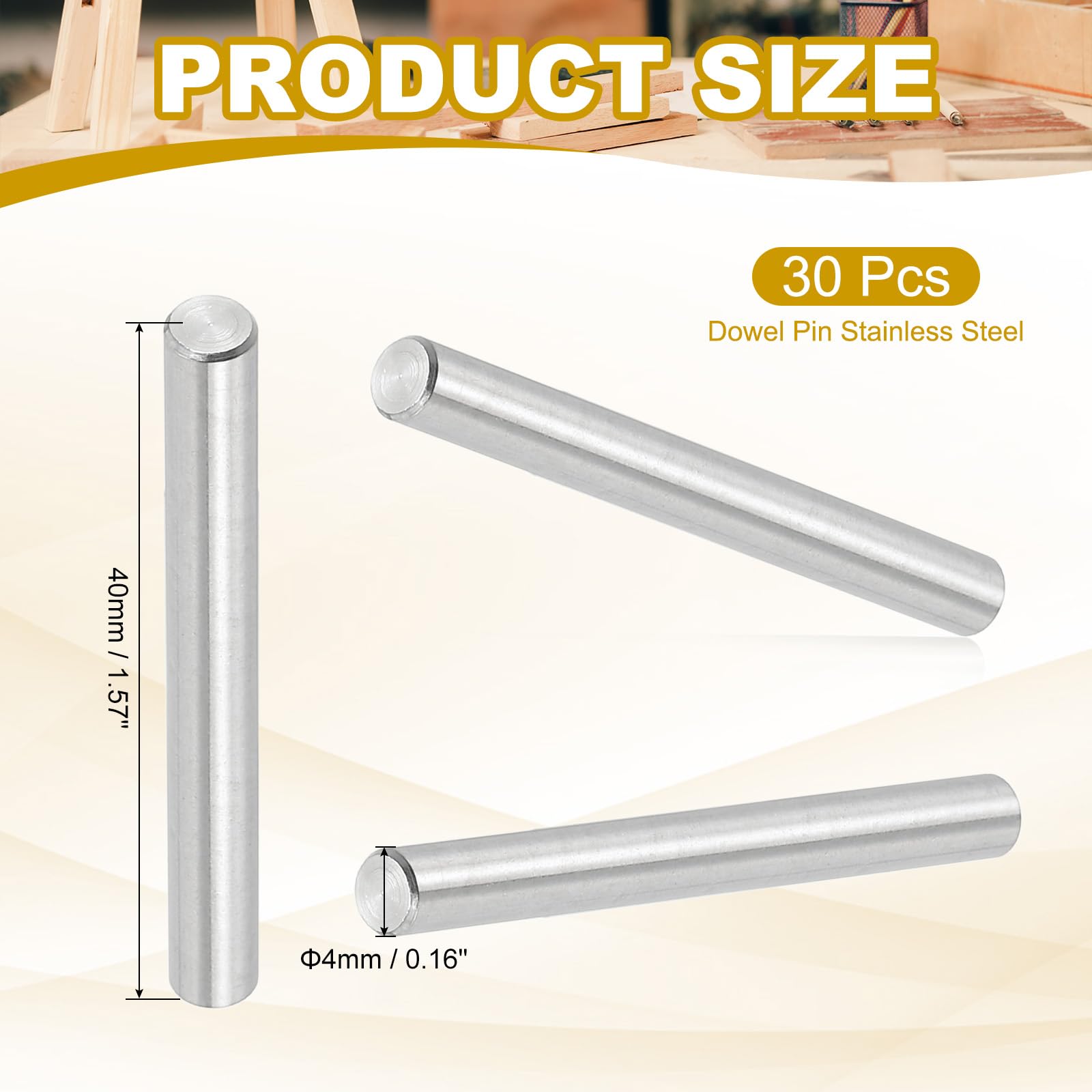 PATIKIL 4mm x 40mm Dowel Pin Stainless Steel - Image 2