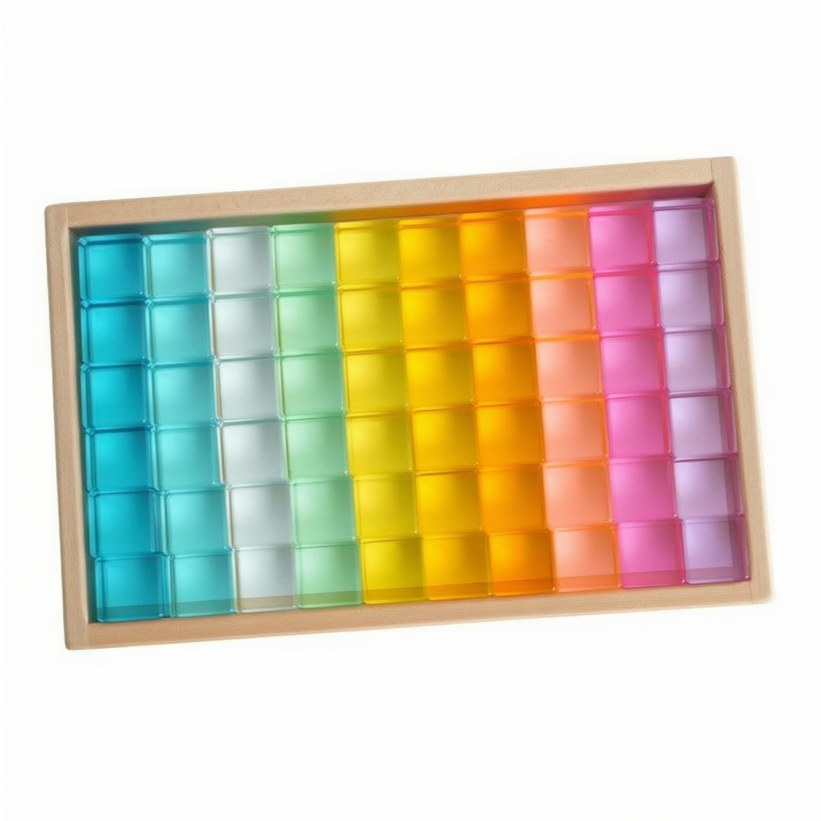 predolo 60 Stück Acryl-Würfel-Bauklötze sortierbar transparente Würfelbausteine sensorisch sensorische Lernwürfel für Spielzimmer, Klassenzimmer, B