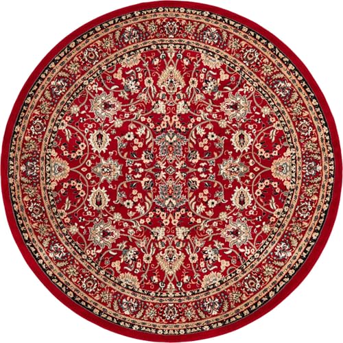 Rugs.com Yasmin Collection Rug – 8 Ft Round Red Medium-Pile