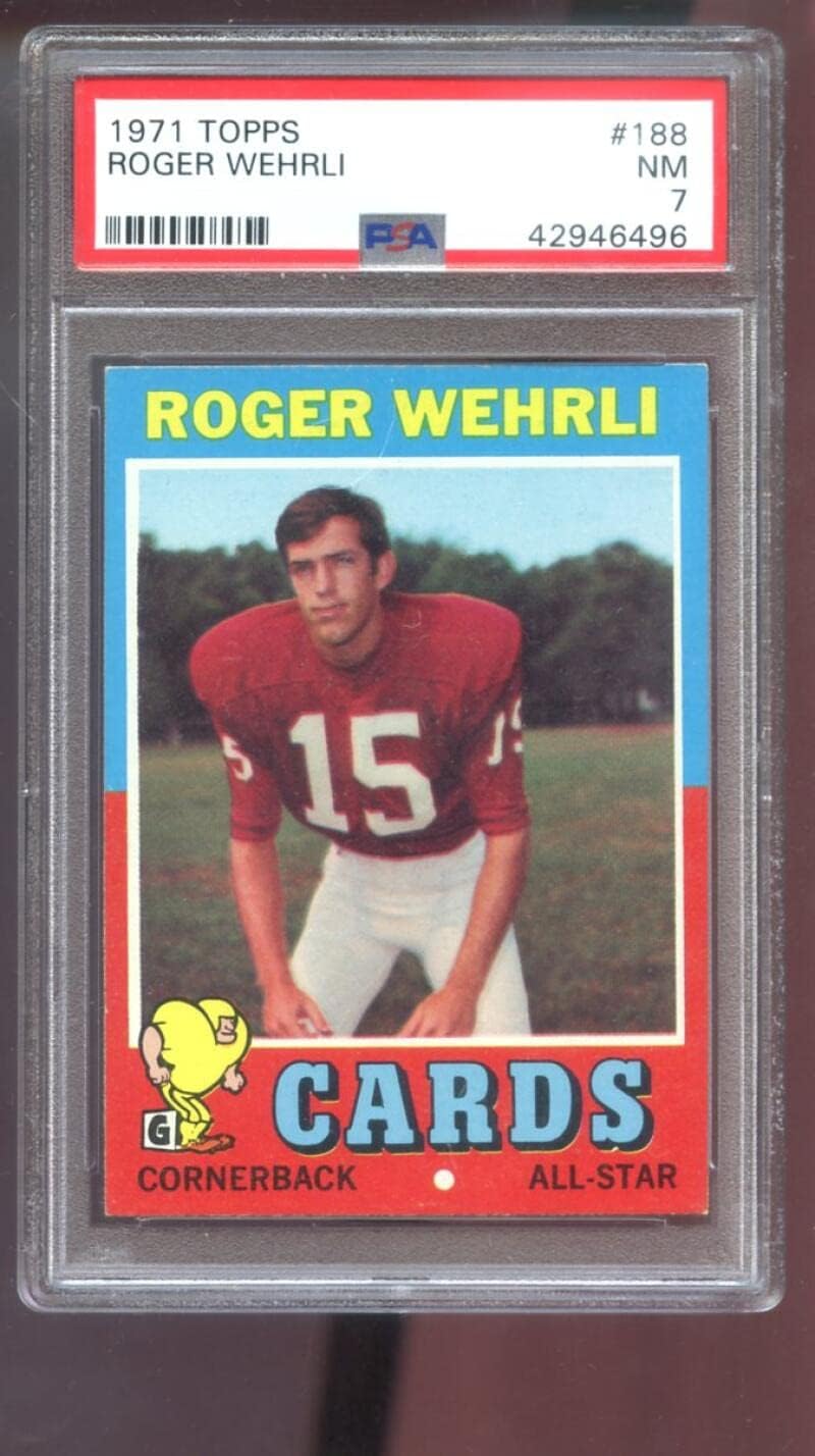 1971 Topps #188 Roger Wehrli ROOKIE RC PSA 7 Graded Football Card NFL Cardinals