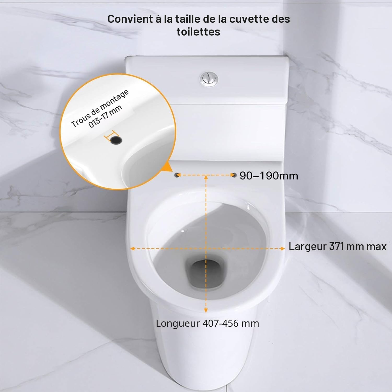Ram® Abattant WC à relâchement rapide avec charnières et abattant en ABS blanc