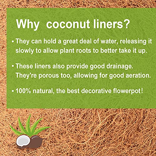 Tigejoy 2Pcs 24'' Trough Coco Coir Liners Planter Replacement, 100% Natural Thick Coco Fiber Liner For Window Box Decks Garden Flower Pots, 24Inch Half Moon Shape Coconut Liner Flower Boxes Outdoor #TOP2