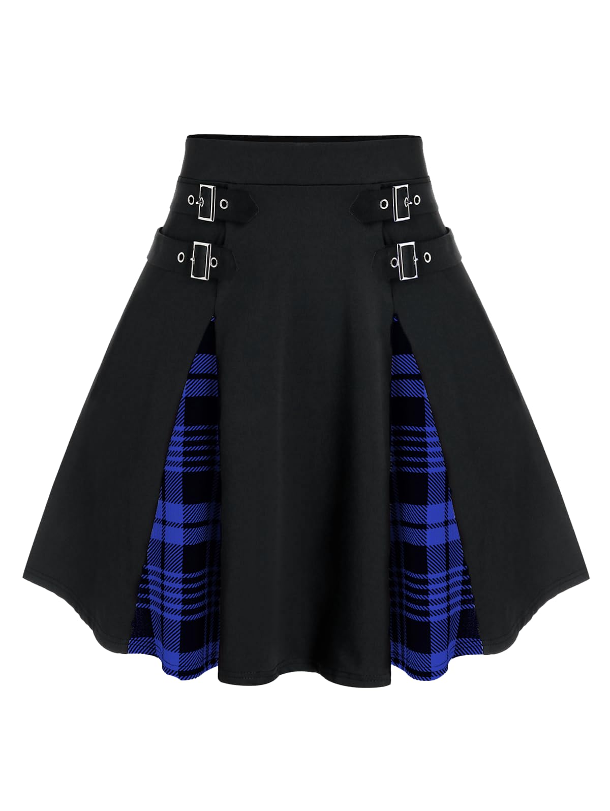 ROSE GAL Women's Plus Size Gothic Mini Skirt High Waisted Short A-Line School Uniform Skirt: Blue_2 2X