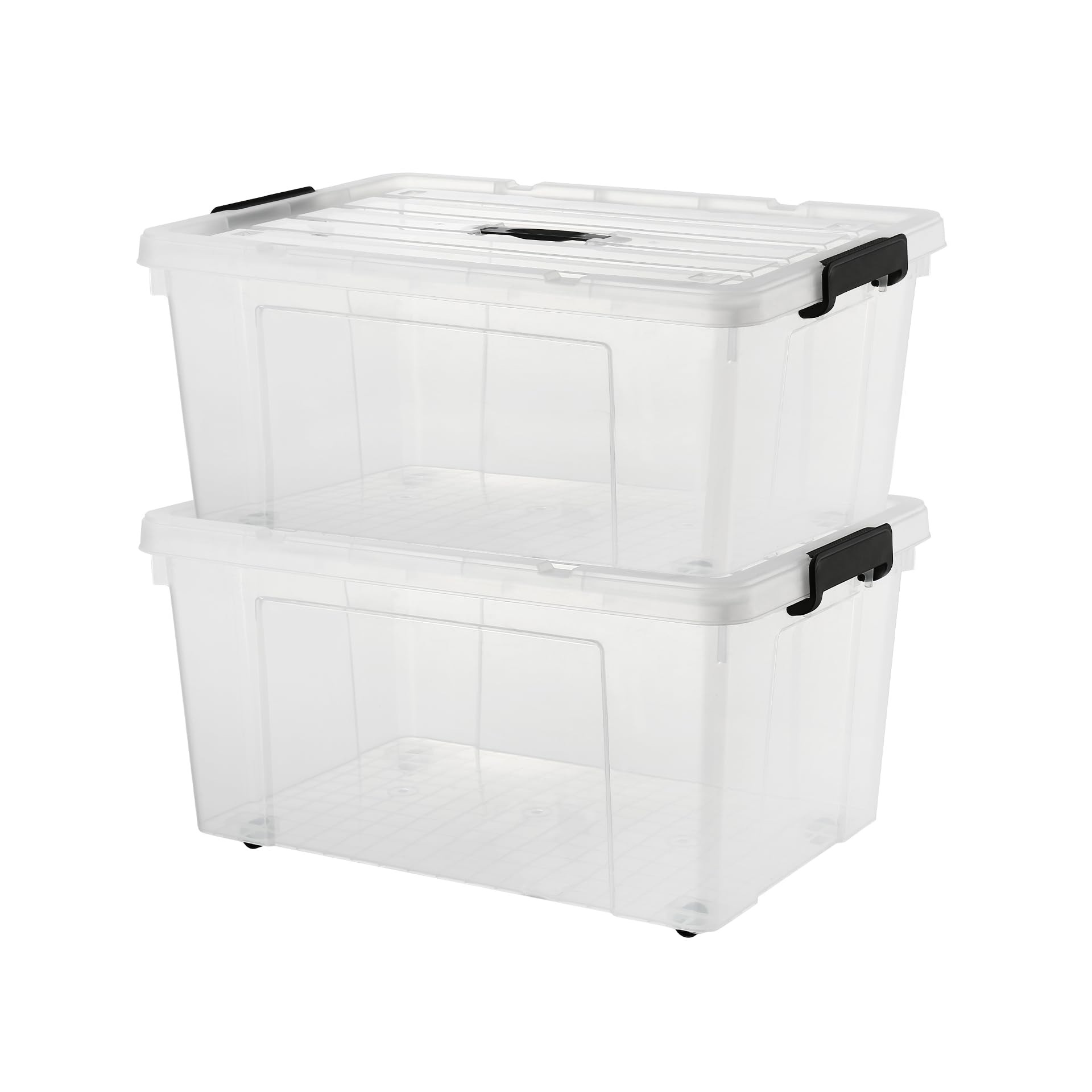 Photo 1 of **Only one*** SHUNYILONG Heavy Duty Storage Bins with Lids Wheels, Plastic Storage Containers - Locking Lid, Stackable Clear Bins for Garage/Closet, Crush-Proof Design (Wheels)