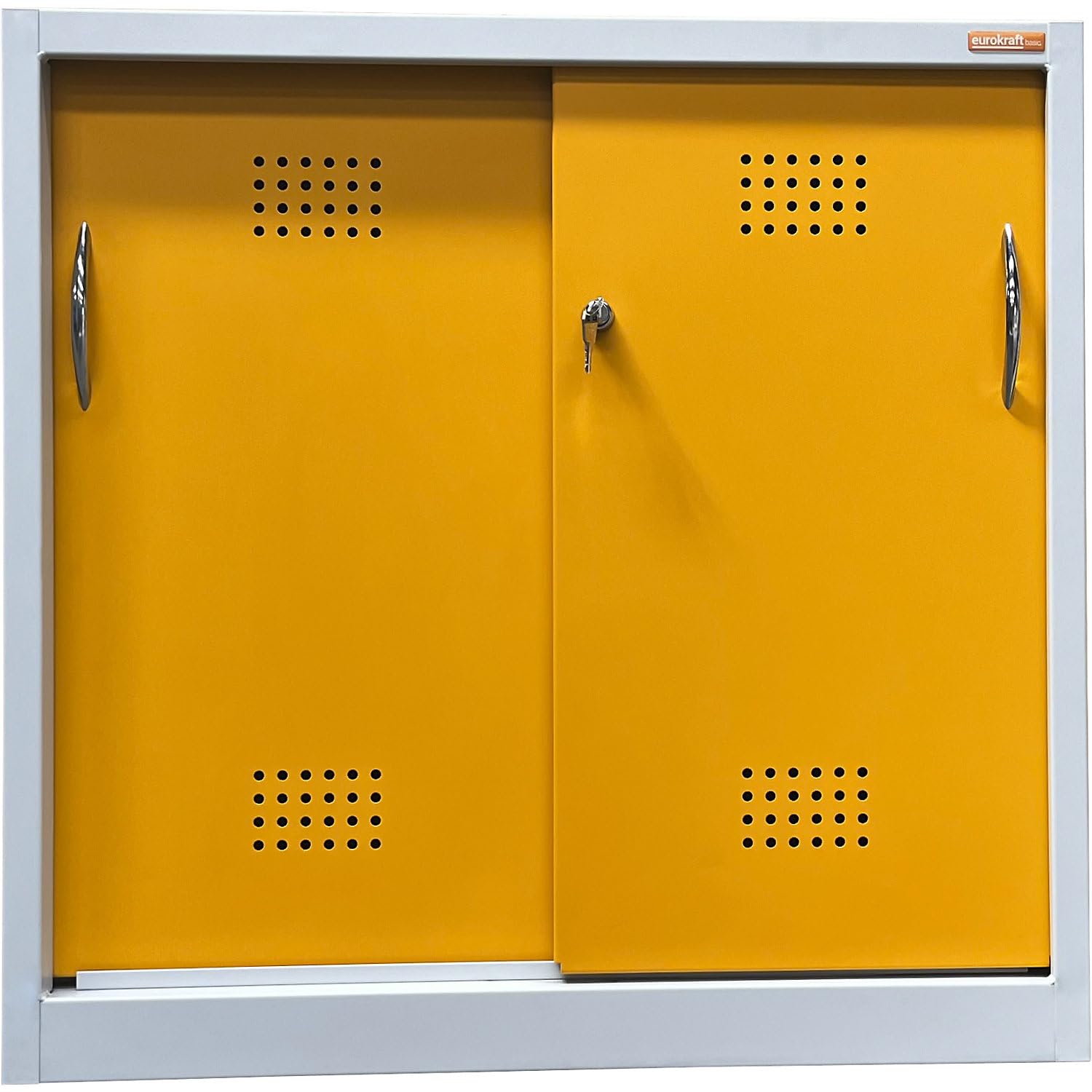 eurokraft | Umweltschrank mit Schiebetüren | Höhe 900 mm | 1 Fachboden | mit 1 Bodenauffangwanne