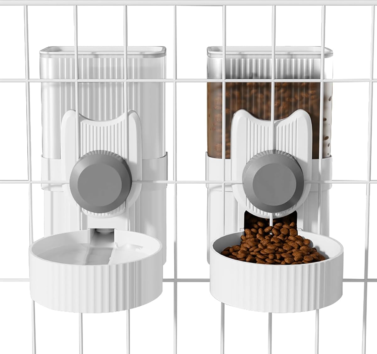 Dispensador automático de botellas de agua para comida de mascotas, jaula colgante, 1L, gris