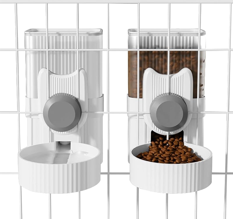 Comedouro e Bebedouro Automáticos para Gaiola com Sistema por Gravidade Yummy Sam, 1 L, Cinza