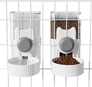 Hanging Cage Automatic Small Pet Food Bowl Water Bottle Dispenser, 1L Auto Gravity Pet