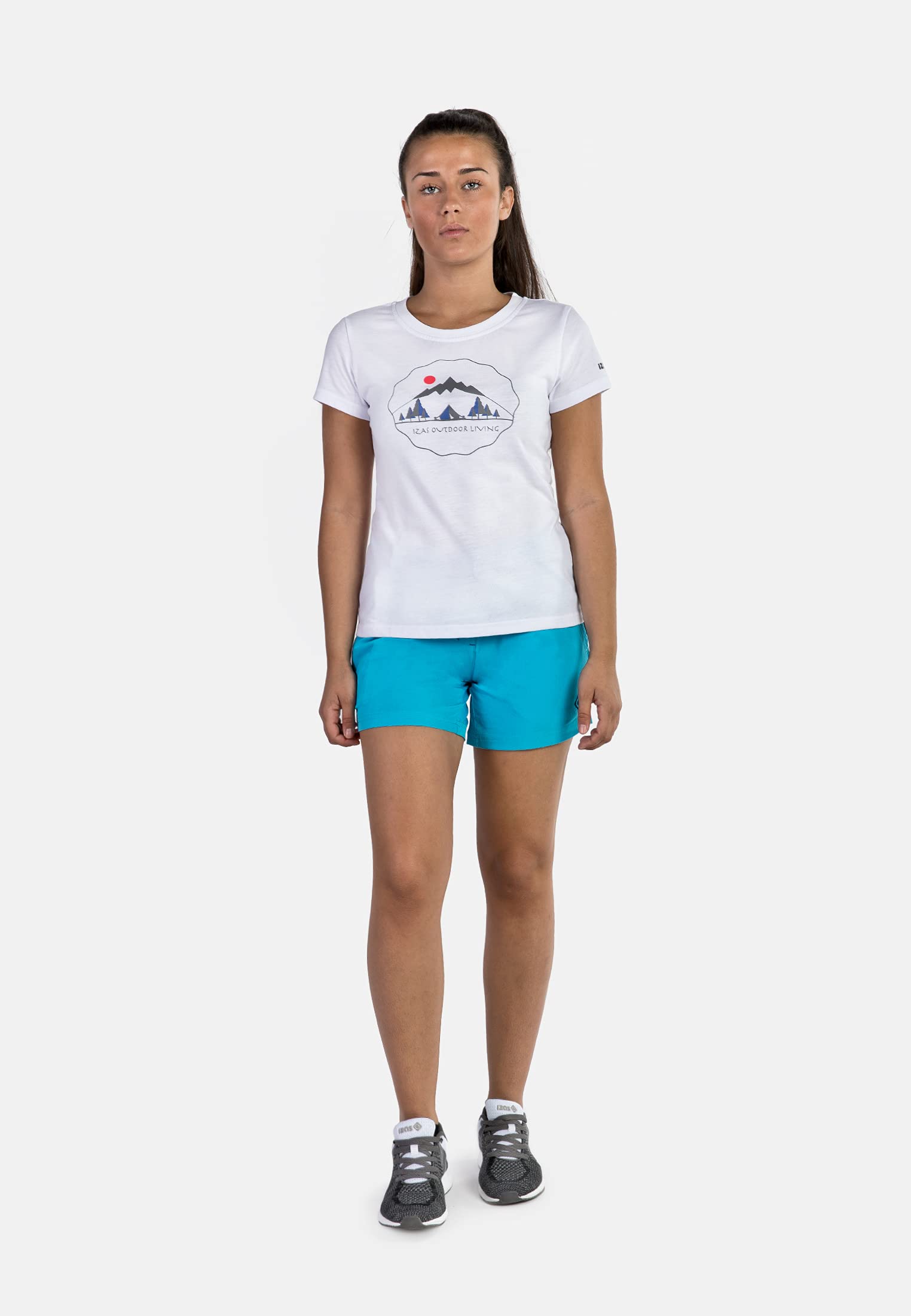 Izas Nagela II Pantalón Corto Trekking y Senderismo para Mujer. Tejido Mount-Stretch Repelente al Agua, Transpirable y Elástico. Rápido Secado. Incluye Cinturón. Regular Fit