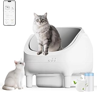 Devoko Katzenklo Selbstreinigend für Große Katzen bis 15kg - App-gesteuertes Elektrisches Katzenklo, Offen & Katzenfreundlich - Praktische Cat Litter Box mit 15-Tage-Kapazität, Leicht zu Reinigen