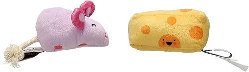 Miniatura 25 de Pearhead Pet Cheese & Wine - Juego de 2 juguetes para gatos con hierba gatera de felpa con arruga y sonajero, juguetes interactivos para gatos de