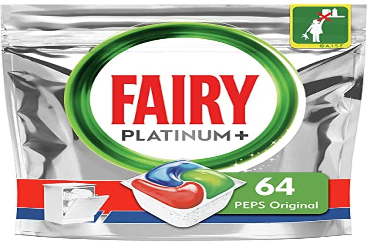Fairy Peps Platinum+ per lavastoviglie tutto in 1 Originale 64 Capsule, 64 Unità