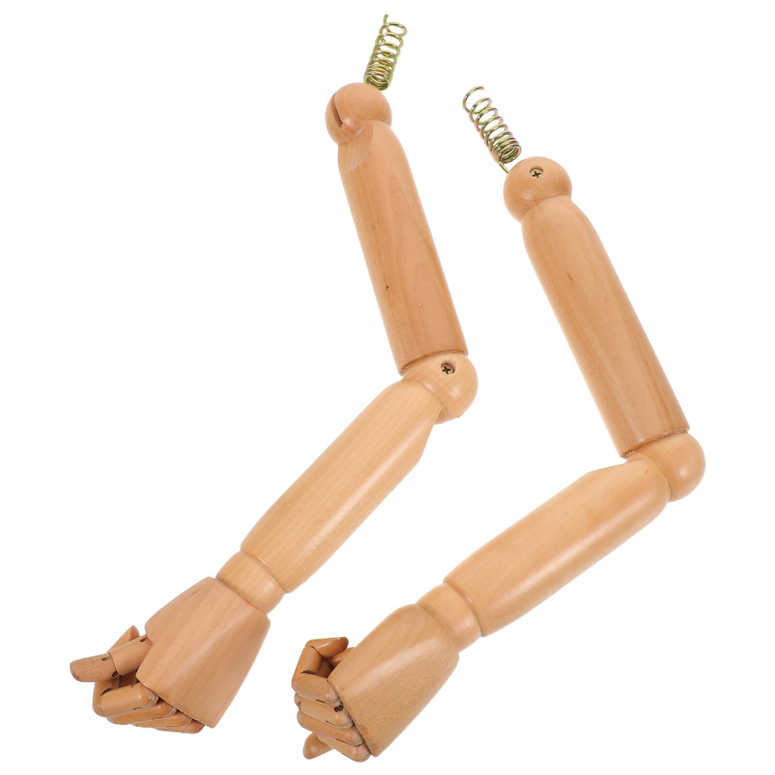 Cabilock Accesorio de Madera para Muñeco con Brazo Articulado Móvil | 1 Par, Color Caqui, Superficie Lisa, Juntas Móviles y Posición Flexible, para Maniquí y Títere