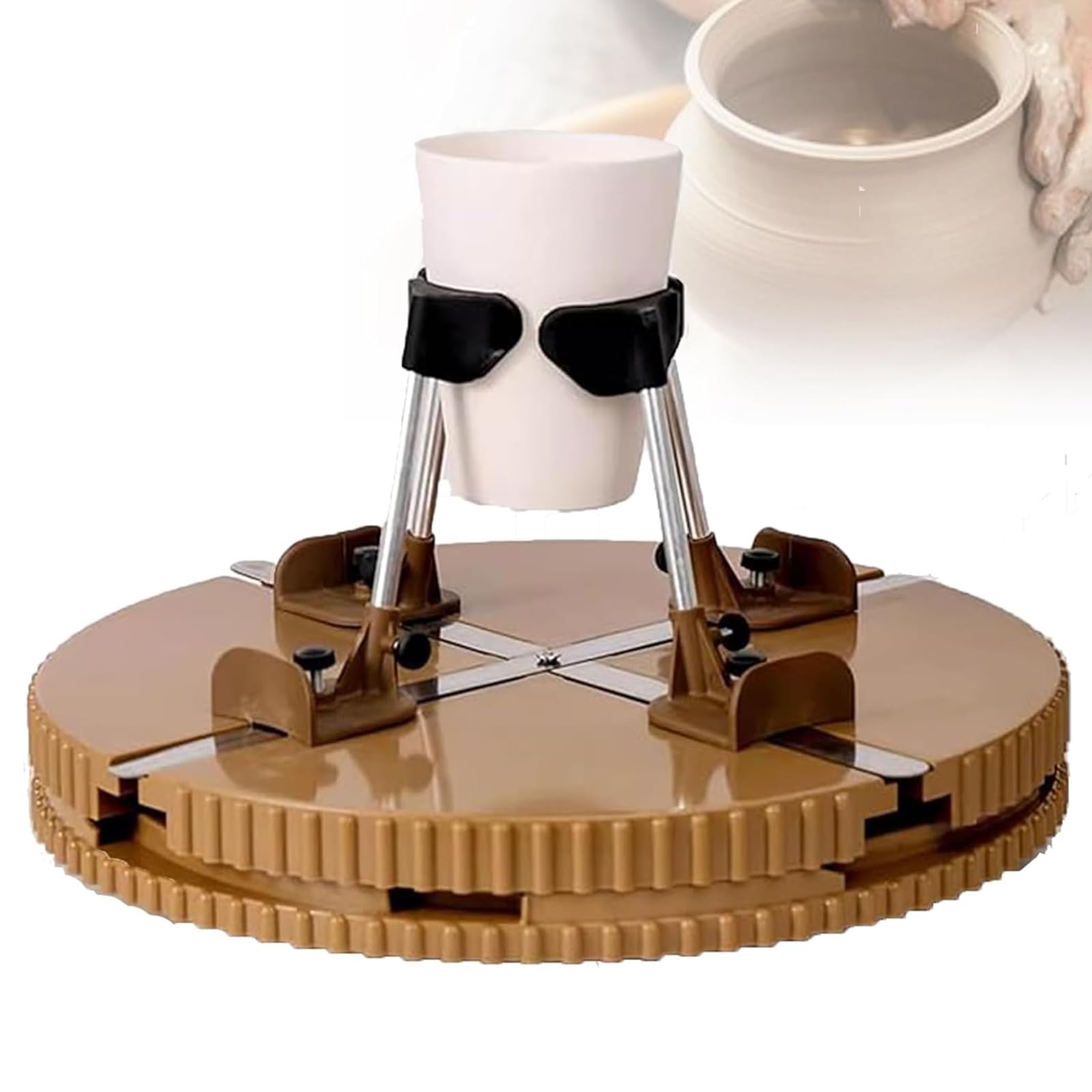 Herramienta giratoria de cerámica con clips de recorte, ABS duradero y materiales metálicos, abrazadera ajustable para proyectos de cerámica, ideal para principiantes y profesionales