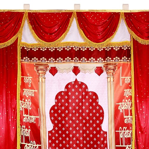 Image of Ganpati Decoration Digital Background Ideas at Home, Festival, Wedding, Diwali, Ganesh Chaturthi, Laxmi Pooja Decoration Background (Size, Width 7 Feet and Hight 7 Feet, Vakratunda)