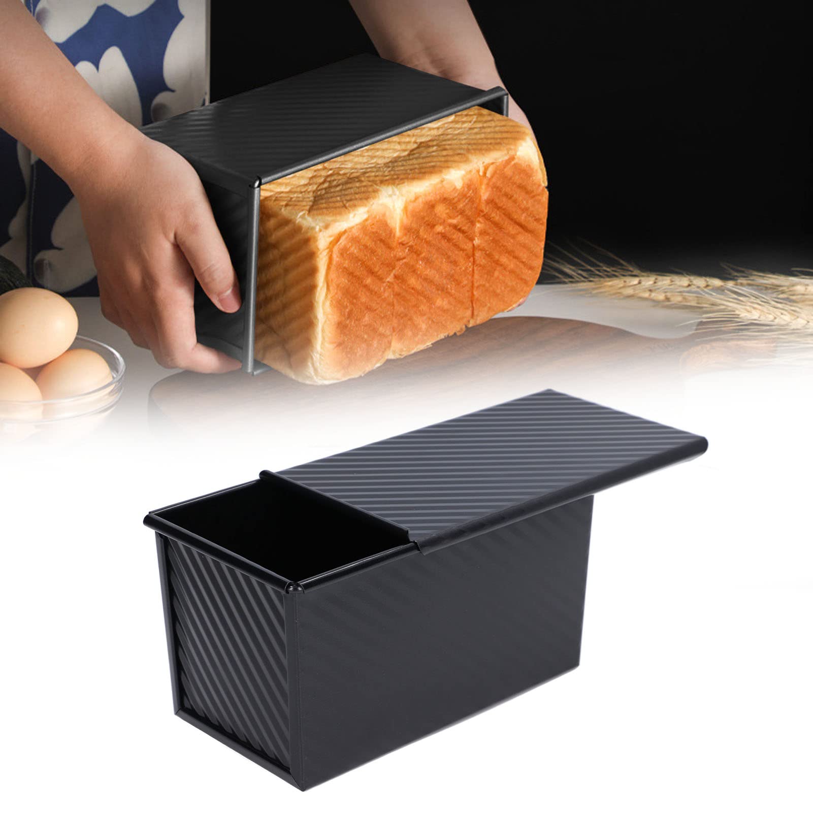 Forma do Ciasta, Blacha do Pieczenia Chleba ze Stali Węglowej Unikaj Trzymania łatwego Wyjmowania Chleba Forma Tostowa z pokrywką Nadaje się do Pieczenia (Czarny)
