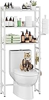Simple Trending 3-Tier Over-the-Toilet Storage Rack with TP Holder & 3 Hooks - Heavy Duty Metal Bathroom Organizer, White