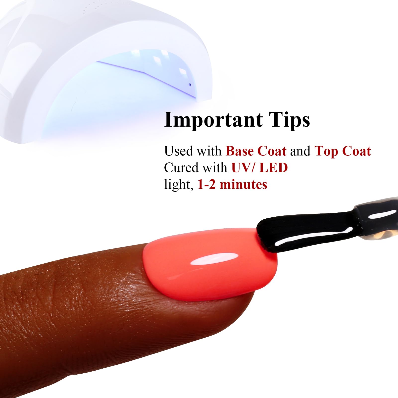 Ozzeal Gel Polish - 0.5 Fl Oz Bright Coral Orange UV LED Soak off Nail Polish for Spring Summer Manicure Salon DIY Art — view 2