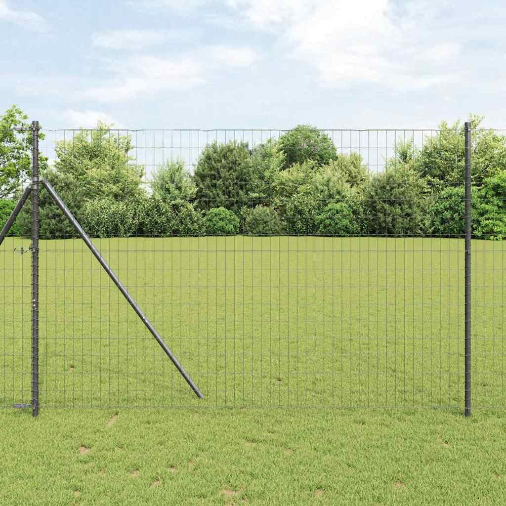 Ogrodzenie euro, szare, 1,5 x 10 m, żelazo powlekane PCW, wytrzymałe ogrodzenie ogrodowe do użytku na zewnątrz, bariera dla zwierząt, łatwy montaż bez kopania