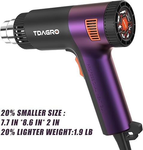 Miniatura 2 de Pistola de calor para manualidades de 1800 W, control de temperatura variable de 122   1202  con 2 ajustes de temperatura, 4 boquillas, mini pistola