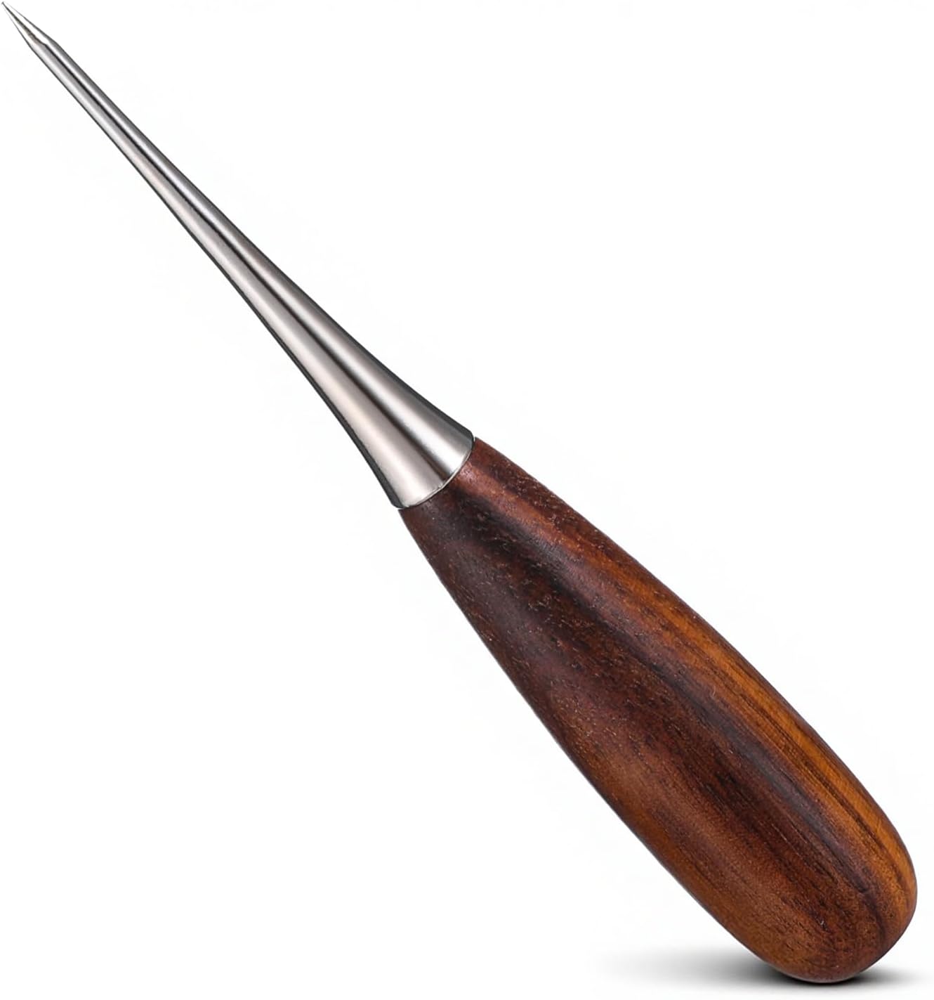 Professional Leather Working Awl Tool, Heavy-Duty Scratch Awl, 4.6 Inch Steel Scribe with Walnut Handle
