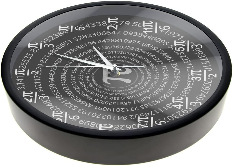 Pi 3.14 Mathematics Wall Clock with Metal Frame, Silent Quartz Battery Operated Math Science Wall Art Decorative Aluminum Wall Watch for Pi Day Math Lovers Gifts School Classroom Student
