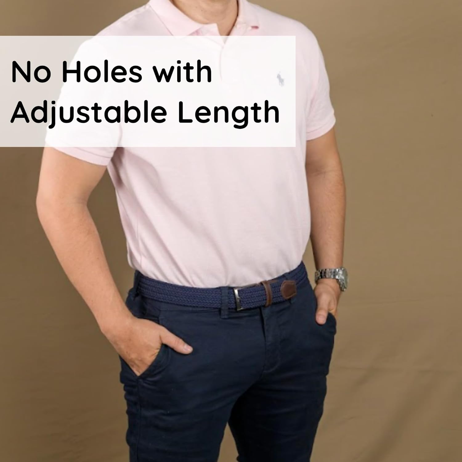 Golf Belts for Men - Classic Braided Belt for Jeans, Pants and Slacks, Gifts for Him (Blue)