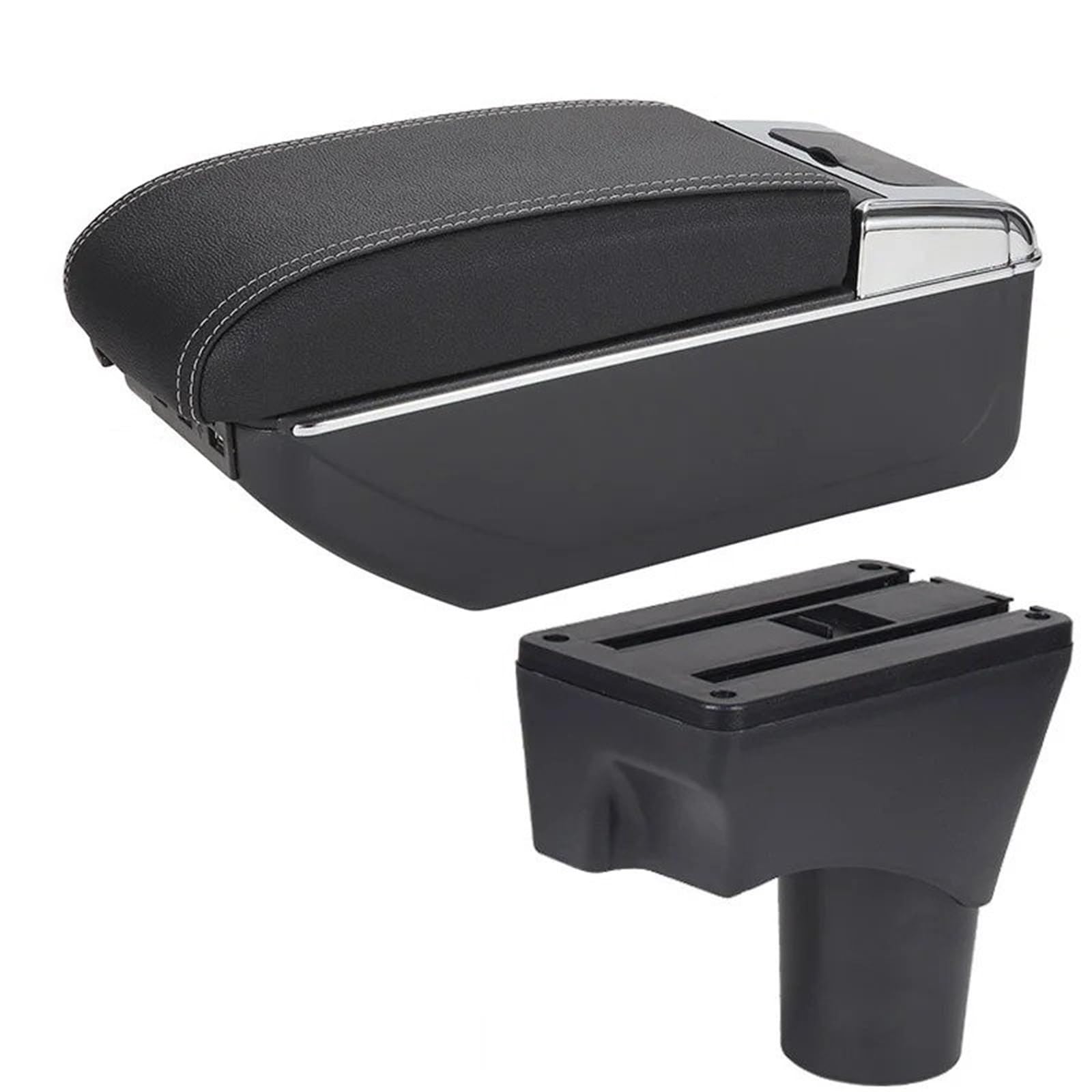 Hguvsjd Armrest Box For Nissan For March For Micra K13 For Sunny 2010-2022 Armrest Storage Box Retrofit Parts Accessories Car Armrests(B Black white 7USB)