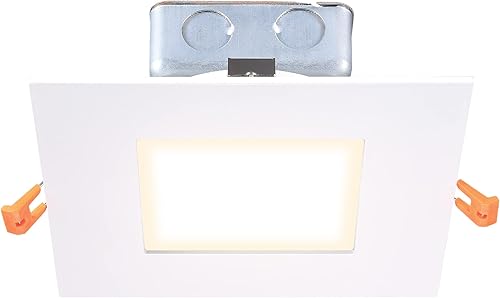 Miniatura 1 de Foco empotrable LED ultrafino de 7 pulgadas con cable directo cuadrado regulable con caja J, 750 lúmenes 3000K, blanco minimalista con kit de