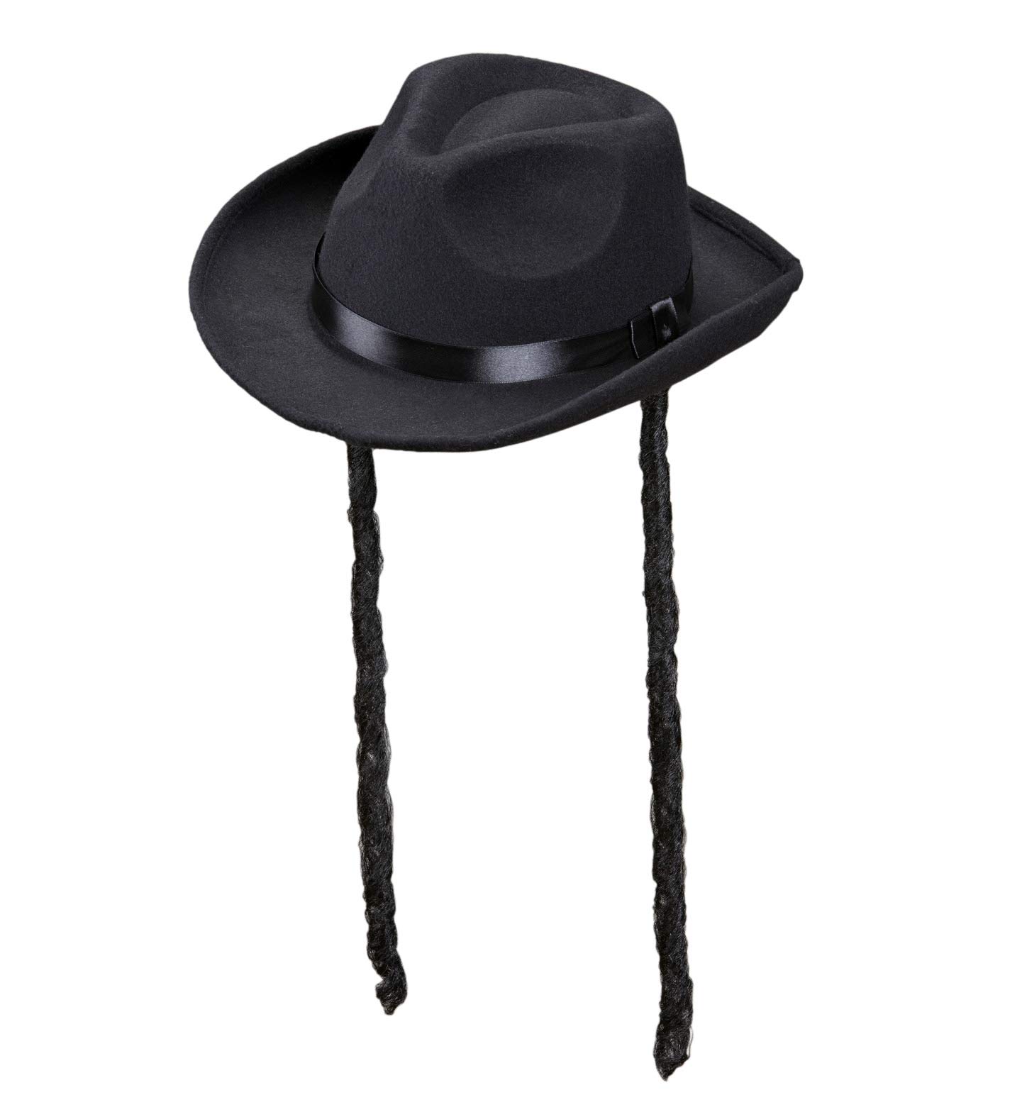 NC87 Rabbi Religious Vicars and Tarts Priest Fancy Dress Costume Set - Jewish Rabbi Hat with Braids | Role Play/Stag Night, Carnival Dress Up