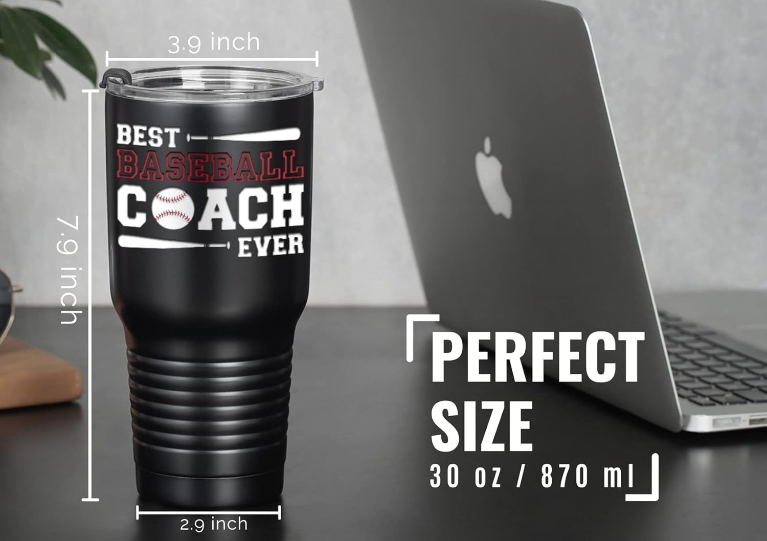 Onebttl Baseball Coach Gifts, Funny Gift Idea for Appreciation, Christmas, Birthday, 30oz Stainless Steel Insulated Travel Mug - Best Baseball Coach Ever - Image 4