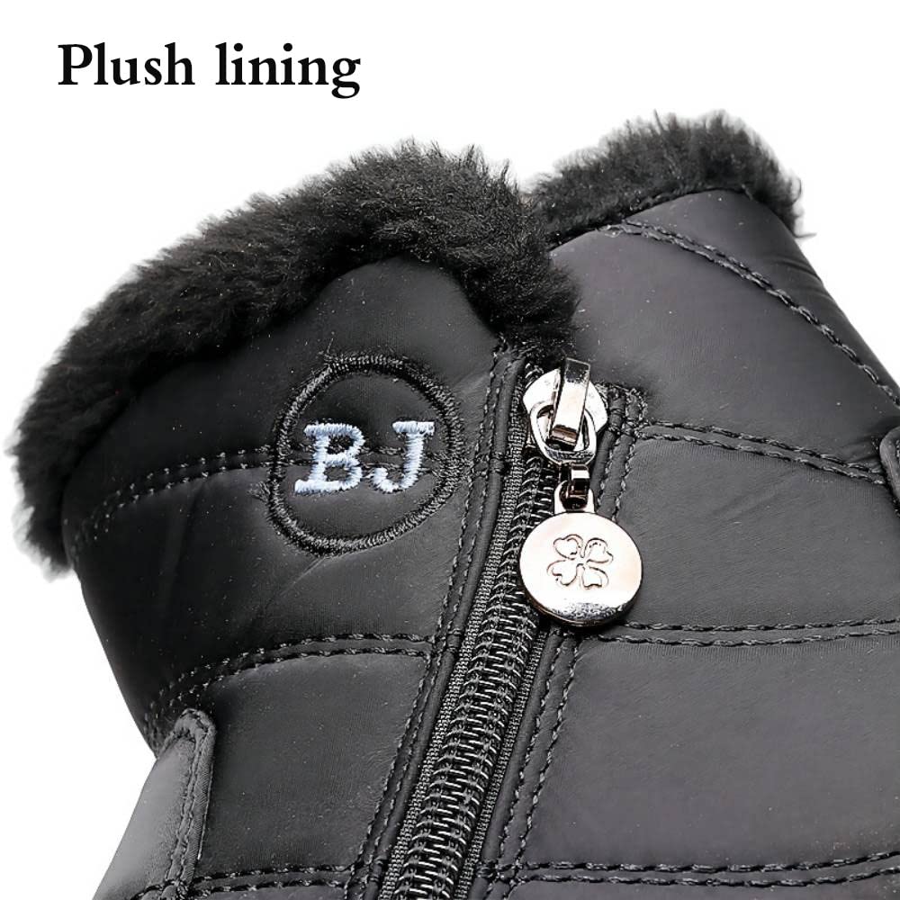 Boojoy Bottes d'hiver chaudes à enfiler pour homme et femme (43, Noir-a)