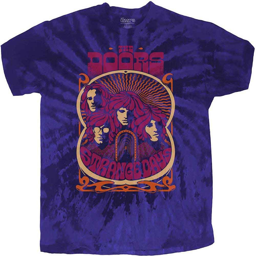 The Doors T-Shirt Strange Days Band Logo Nue Official Tie Dye Blue Unisex, Blue, XXL