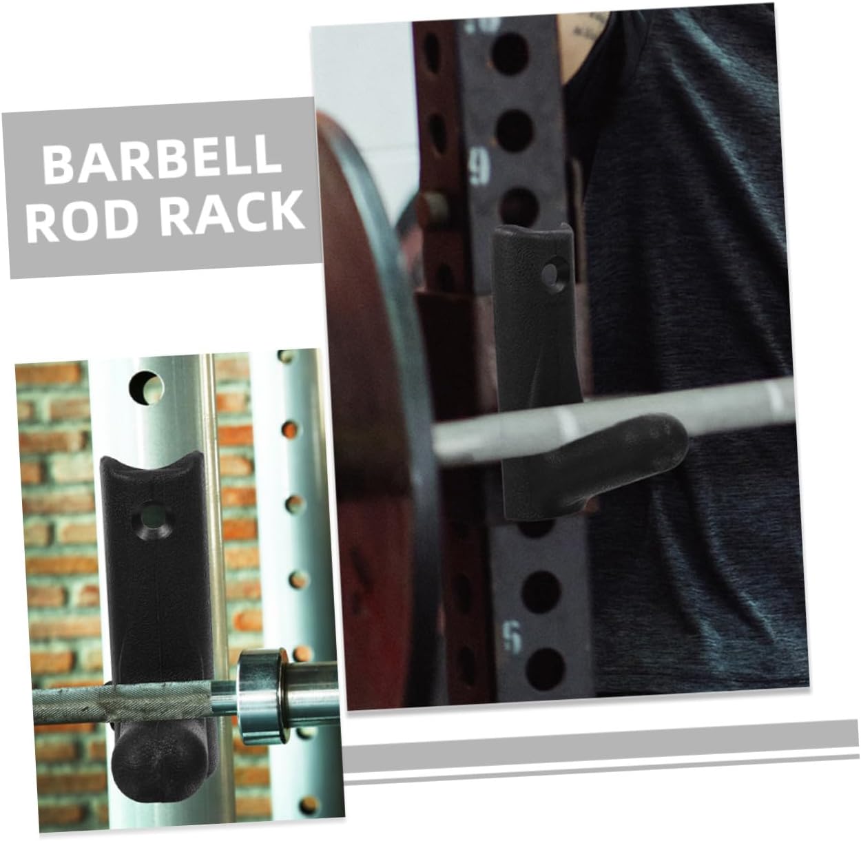 6pcs Wall Mount Barbell Rack and Dumbbell Storage Hooks Heavy Duty Steel Weight Plate Holder for Home Gym Strength Training Equipment
