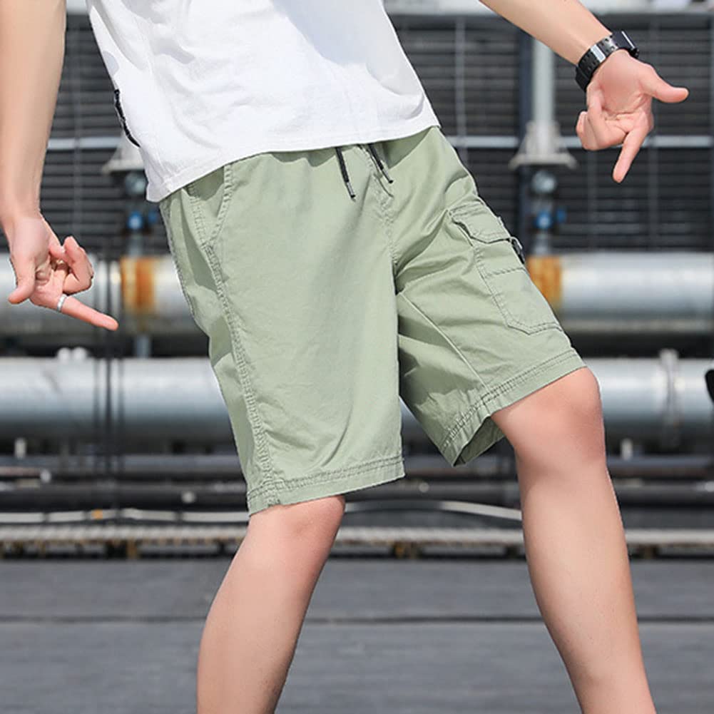 Homme Casual Lâche Pantalon Court Short Cargo Militaire Coupe Ample Camouflage Rétro Jambe Droite Pantalon Ample Extensible Bermuda de Travail Multi-Poches