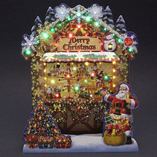 AOSTAR Colorful Holiday Gift Shop Lights & Melody Pop Up Christmas Greeting Card/Christmas Card, Black