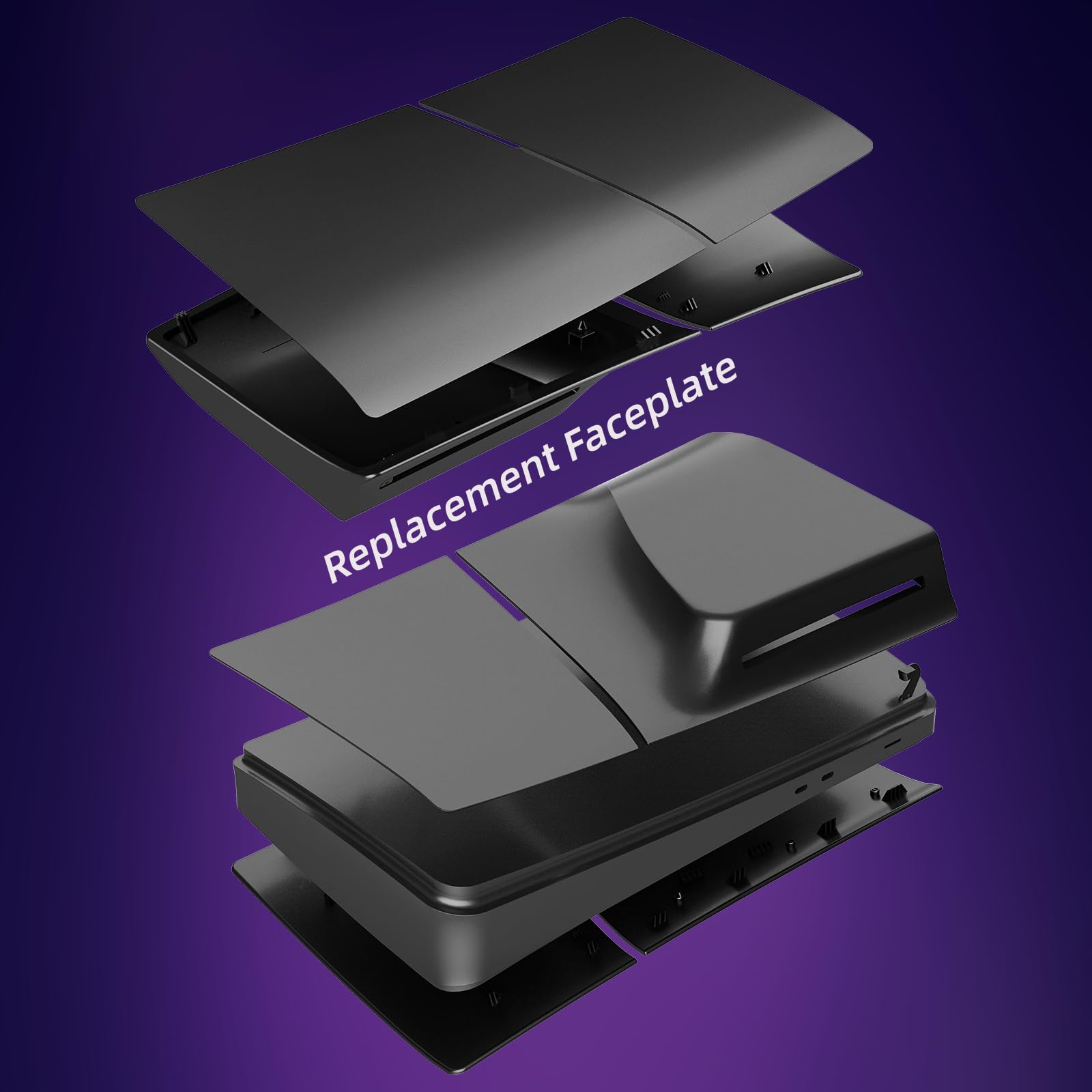 FacePlates for PS5 Slim Disc Edition Cover Plate for PS5 Slim Premium ABS Replacement Plates Anti-Scratch Dustproof Protective Shell Case for PlayStation 5 Slim Accessories Black thumbnail 14