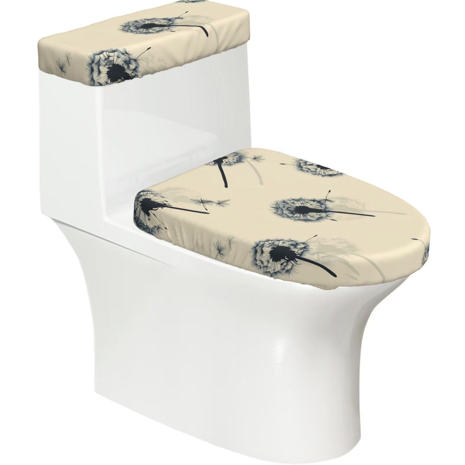 Mrowyc Black Flying Plants Printed Toilet Seat Set - Set Of 2 - Universal Toilet Seat Cover - Housewarming Birthday Christmas Gift