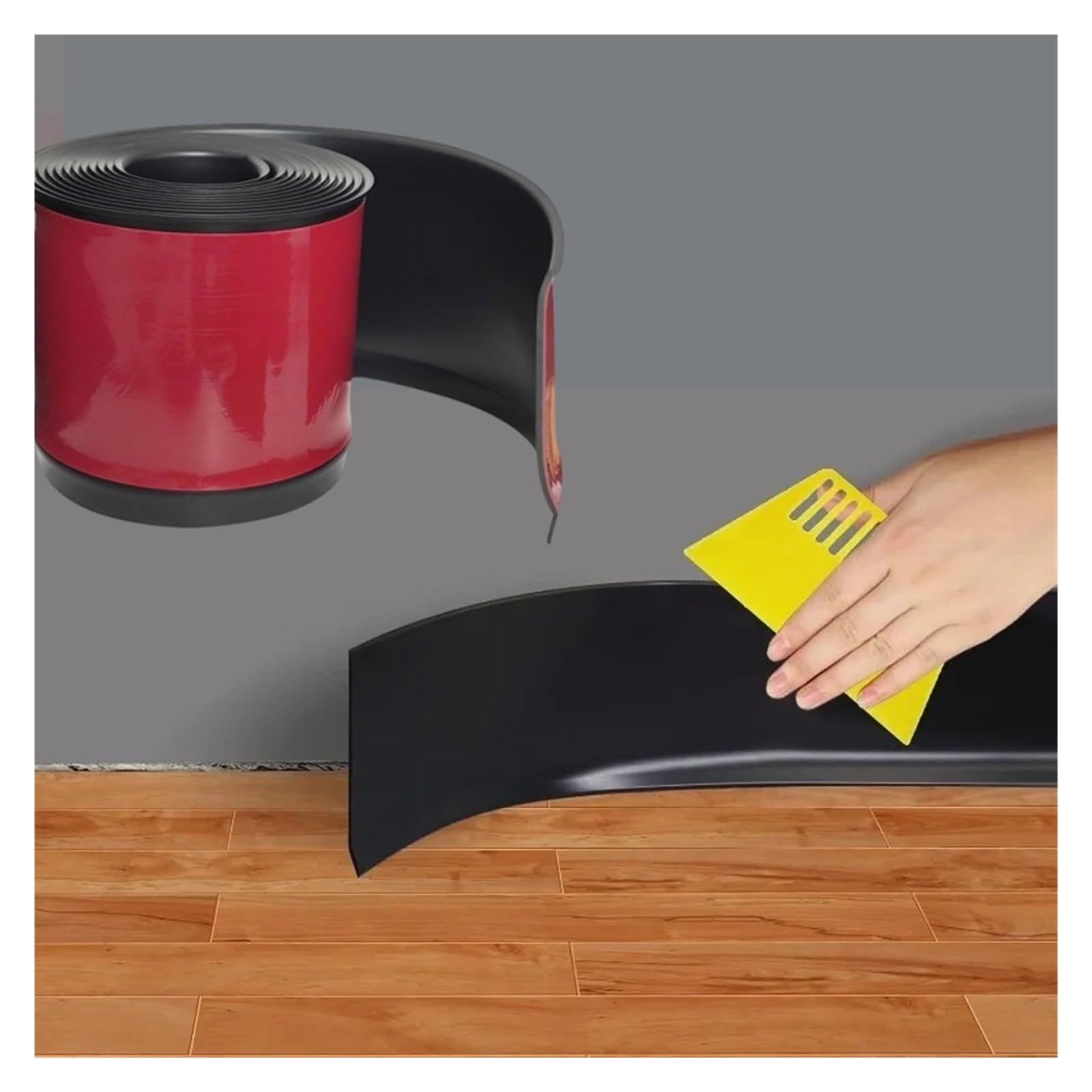Lvchao Black 1Pc 2M/78.74In Vinyl Waist Line Wallpaper Pvc Baseboard Self-Adhesive Flexible Wall Border Sticker Pertain Bathroom Kitchen(Black)