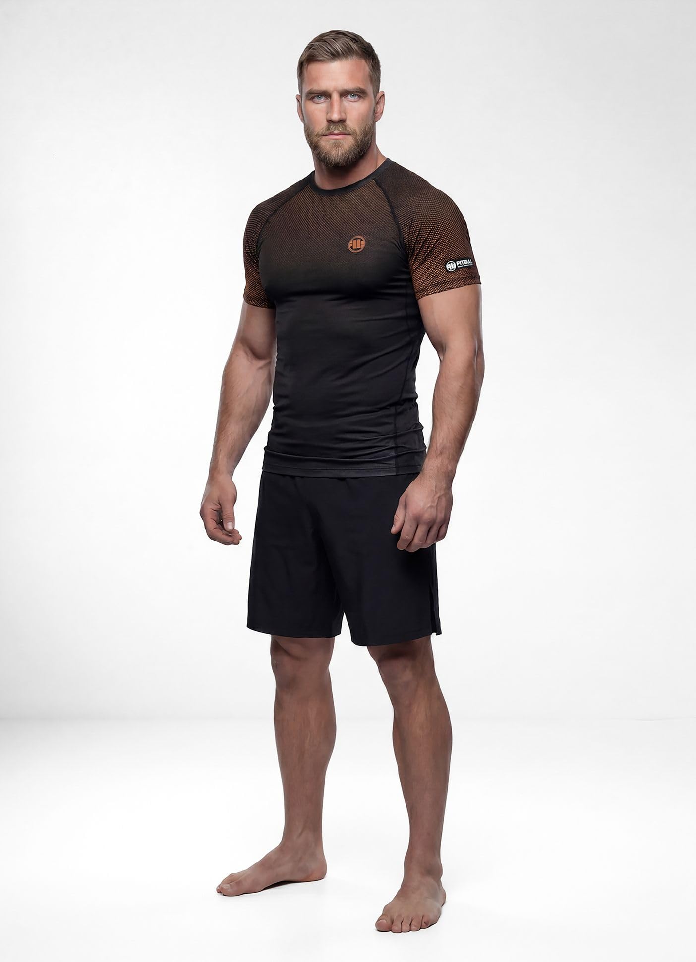 PITBULL- T-Shirt Rashguard Homme Manches Courtes Ranked, T Shirt Rash Guard | Chemise Séchage Rapide, Tshirt Fonctionnel Élastique, Rafraichissant Chemise, Sport T-shirts, De Fitness