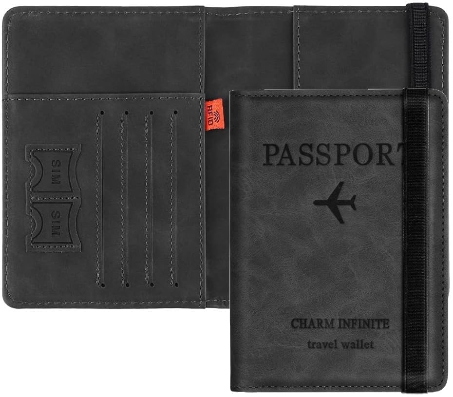 ts with techsun Passport Holder Cover Travel Wallet Organiser, Passport Case with RFID Blocking, PU Leather Travel Document Holder for Men & Women Travel Accessories (Black)-picture-33