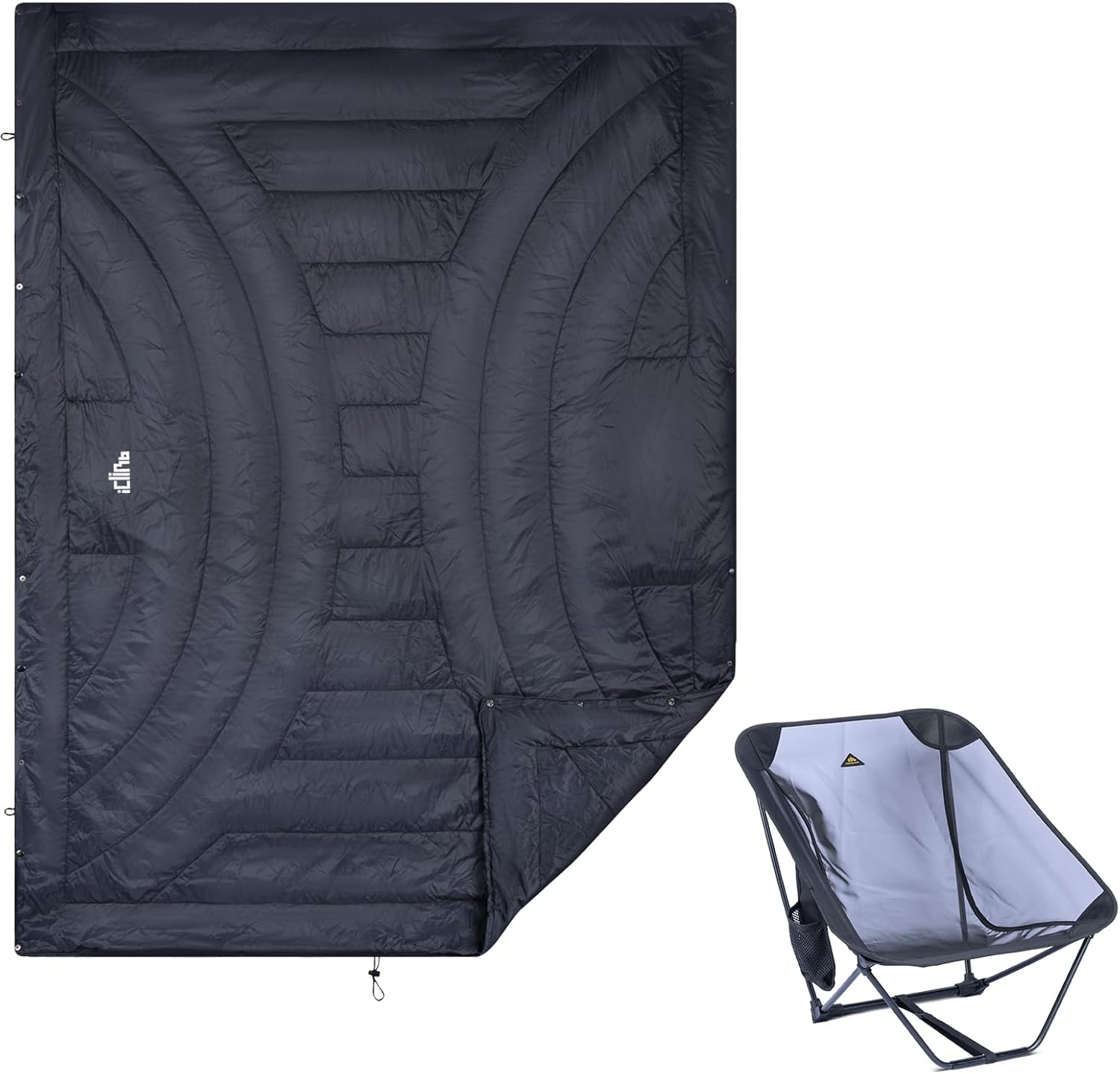 iClimb 1 3M Thinsulate Insulation Warm Blanket and 1 Low Folding Chair, Ultralight Compact for Adults Outdoor Camping Backpacking Hiking