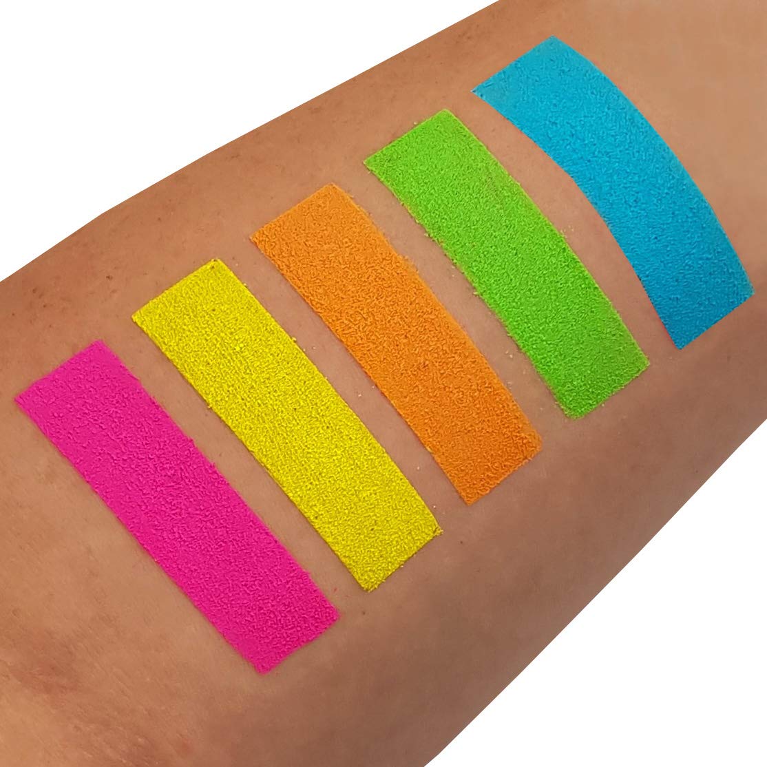 Moon Glow - Blacklight Neon UV Pigment Shaker 0.1oz Set of 5 – Glows brightly under Blacklights/UV Lighting! Use on the face/body, as loose eye shadow and for nail art.